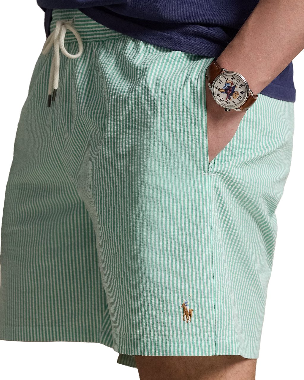Ralph Lauren Costume Traveler Mid Trunk Seersucker Key West Green Stripe Divers