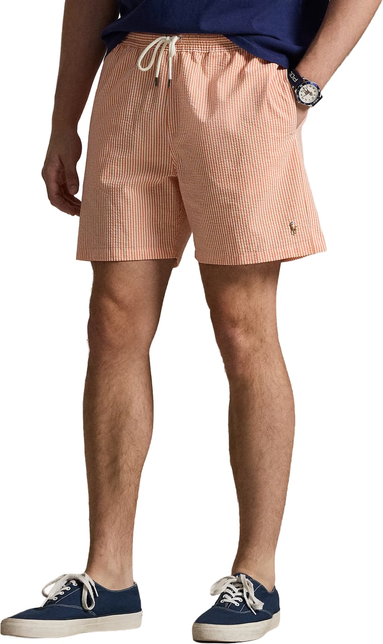 Ralph Lauren Costume Traveler Mid Trunk Seersucker Peach Stripe Divers
