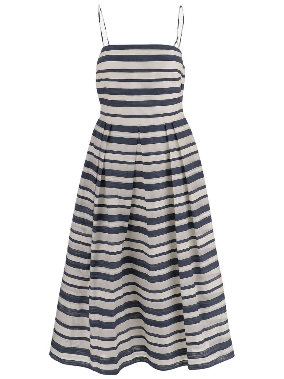 Ralph Lauren Blue Striped Cotton-Blend Midi Dress Grijs