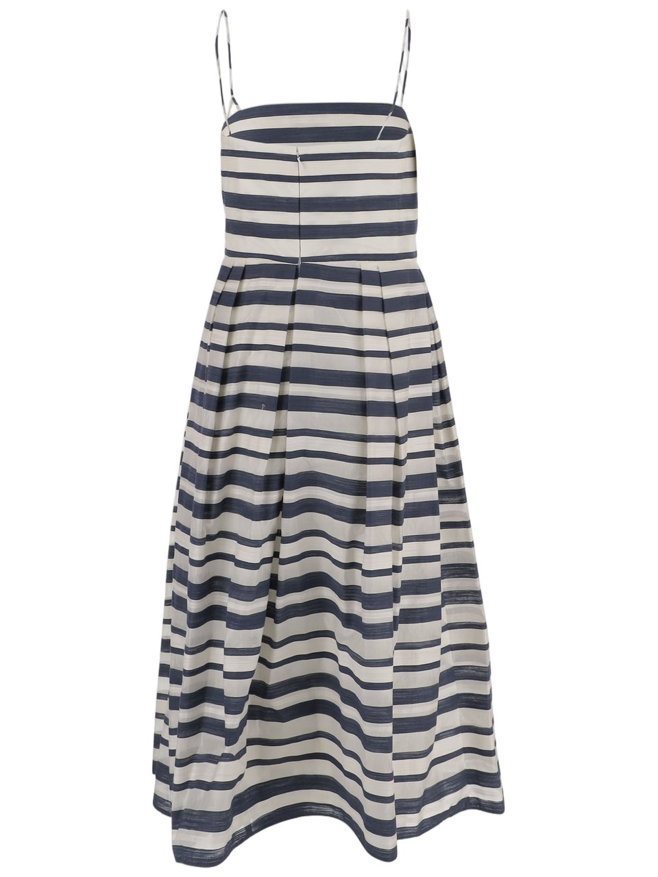 Ralph Lauren Blue Striped Cotton-Blend Midi Dress Grijs