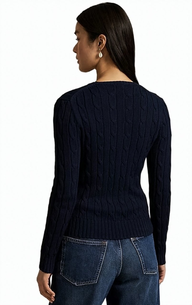 Ralph Lauren Rinett Cable Knit Cotton Sweater Zwart