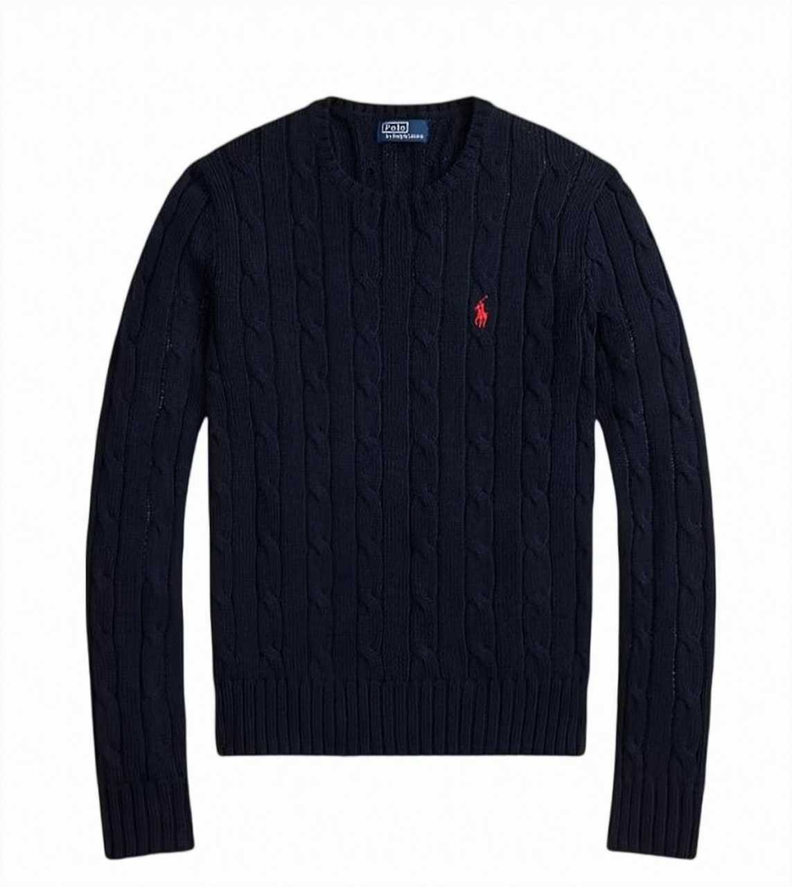 Ralph Lauren Rinett Cable Knit Cotton Sweater Zwart