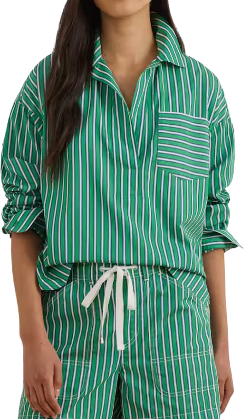 Ralph Lauren Stachee-Long Sleeve-Button Front Blauw
