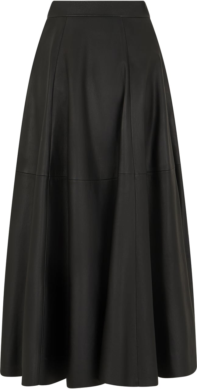 Raquel Diniz Midi flared skirt in leather Zwart