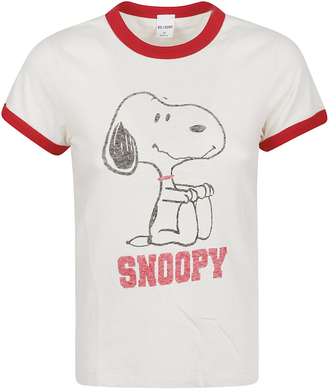 Re-Done 60s Slim Ringer Snoopy T-shirt White Wit