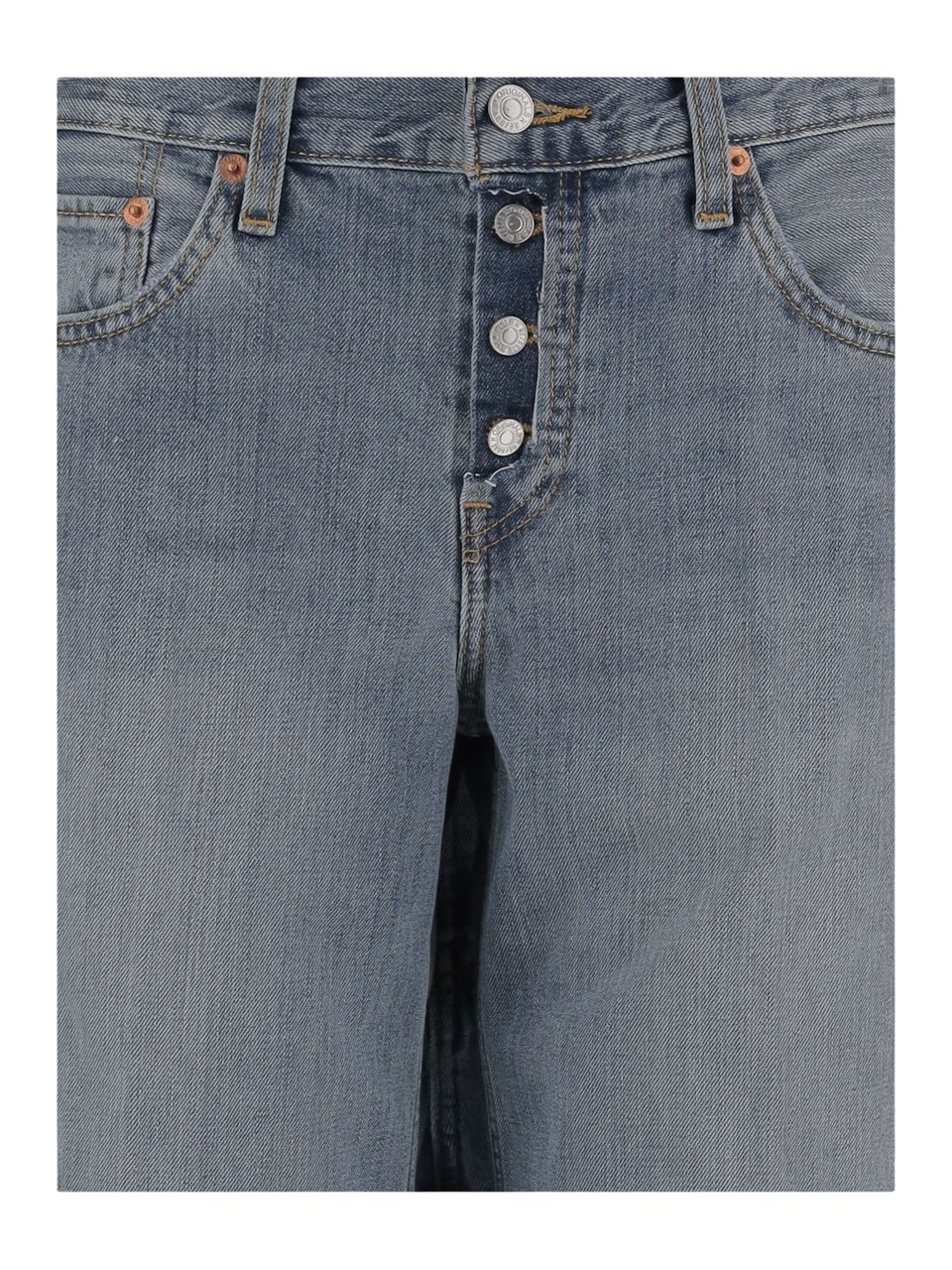 Re-Done Wide-Leg Cotton Denim Jeans with Washed Finish Grijs