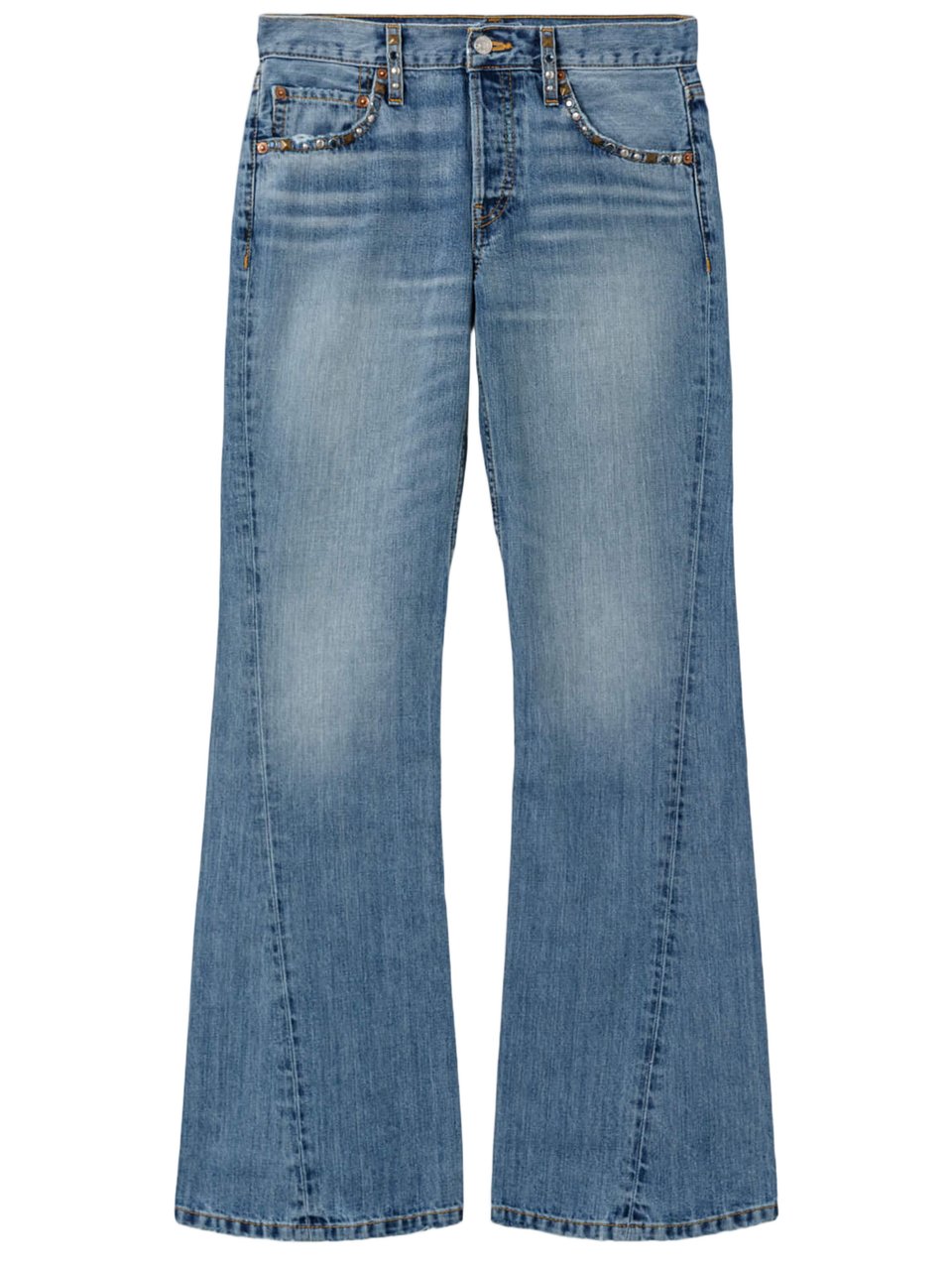Re-Done Twisted Mid Rise Bootcut Cotton Jeans Blauw