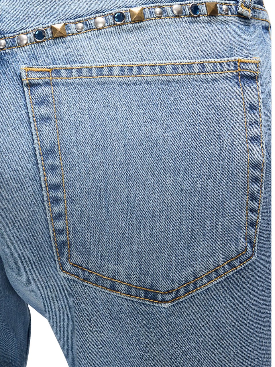 Re-Done Twisted Mid Rise Bootcut Cotton Jeans Blauw