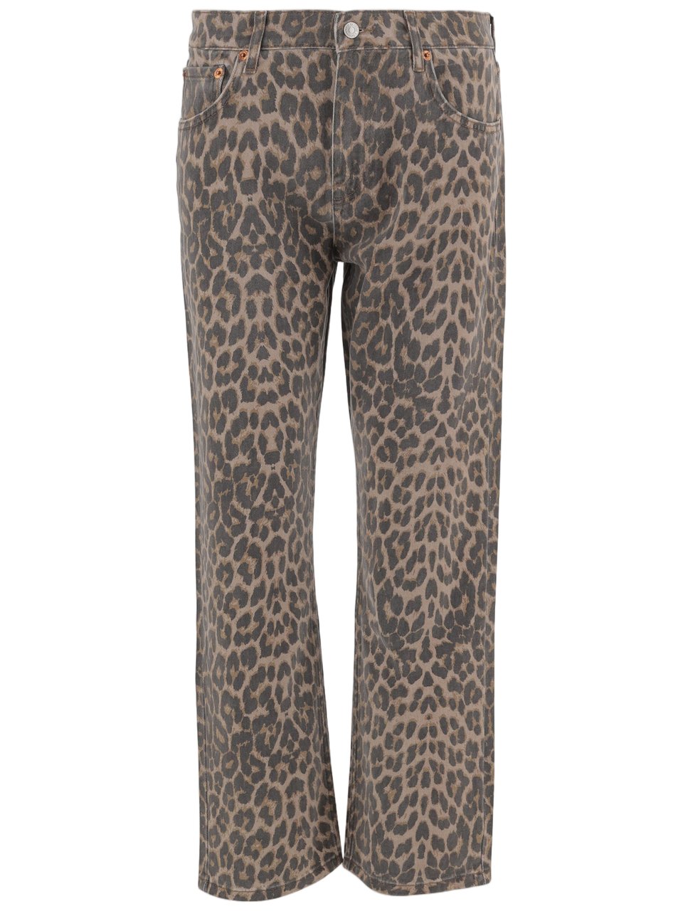 Re-Done Cropped Straight-Leg Jeans With Animal Print And Belt Loops Grijs