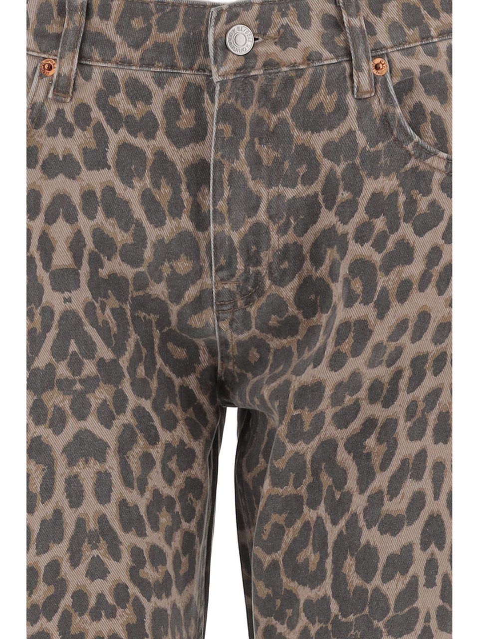 Re-Done Cropped Straight-Leg Jeans With Animal Print And Belt Loops Grijs