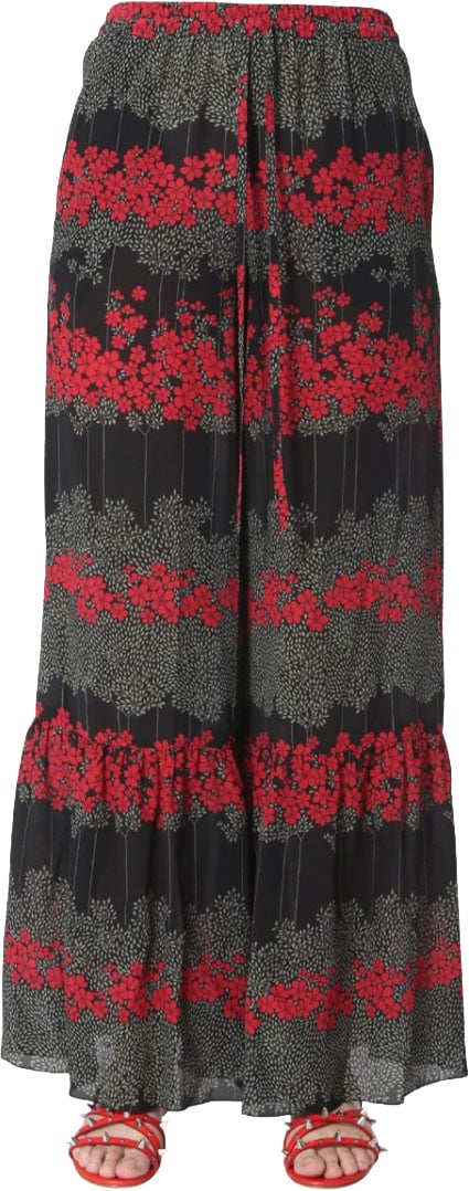 RED Valentino Dreaming Peony Print Trousers Zwart