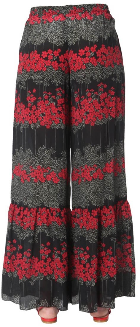 RED Valentino Dreaming Peony Print Trousers Zwart
