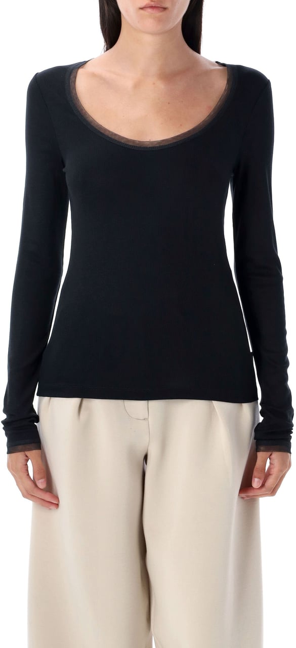 REMAIN Birger Ls Top Rib Jersey Antracite Zwart