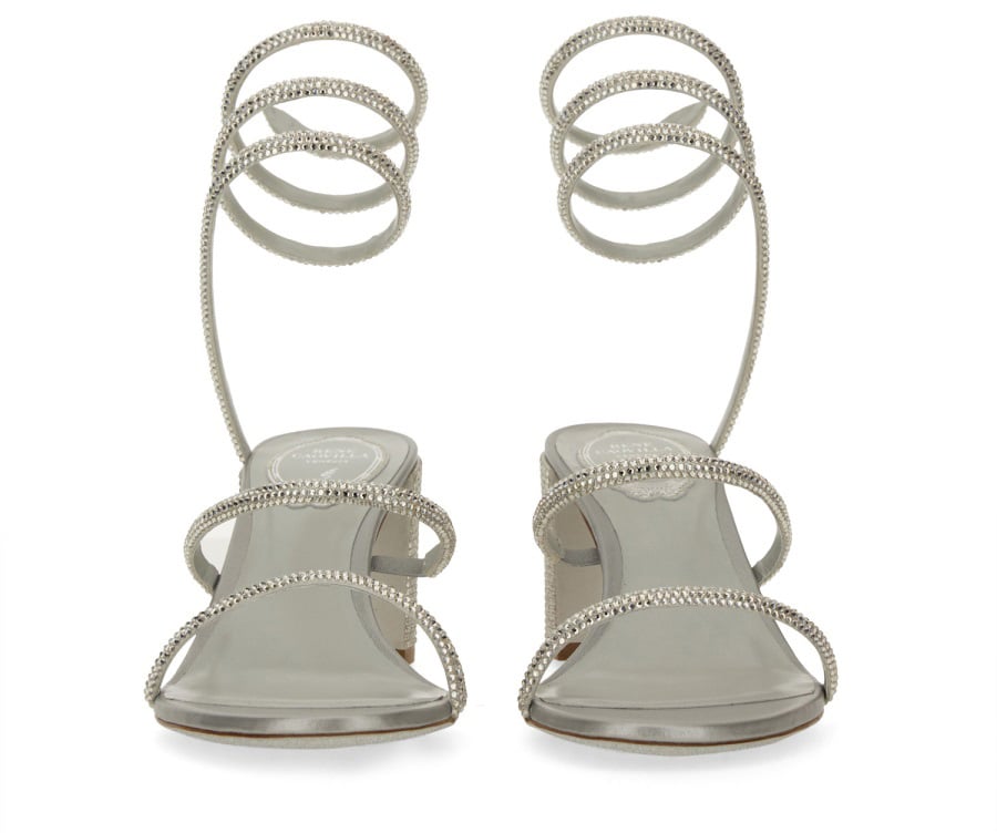 Rene Caovilla "CLEO" SANDAL WITH CRYSTALS Zilver