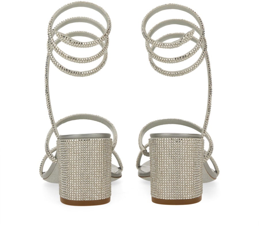 Rene Caovilla "CLEO" SANDAL WITH CRYSTALS Zilver