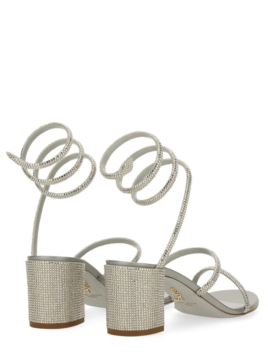 Rene Caovilla "CLEO" SANDAL WITH CRYSTALS Zilver