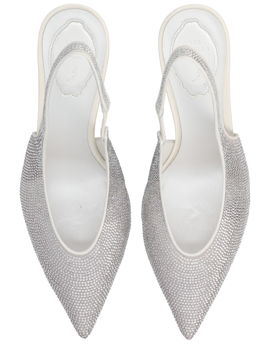 Rene Caovilla Jinny Pointed Toe Sparkling Slingback Pumps Wit