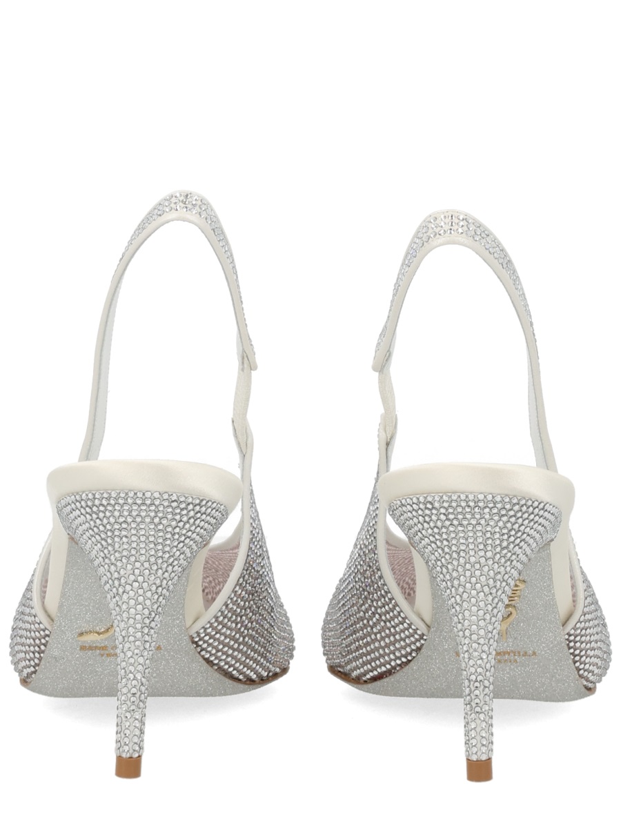 Rene Caovilla Jinny Pointed Toe Sparkling Slingback Pumps Wit