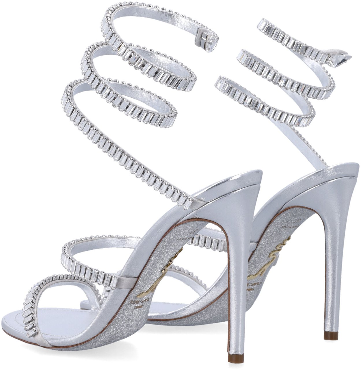 Rene Caovilla Cleo 105 Emerlad Cut Crystal Argento Zilver