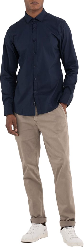 Replay Replay Cotton Shirt Blauw