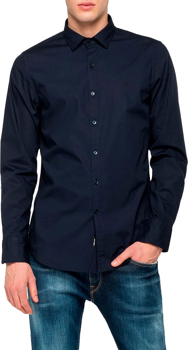 Replay Replay Cotton Shirt Blauw