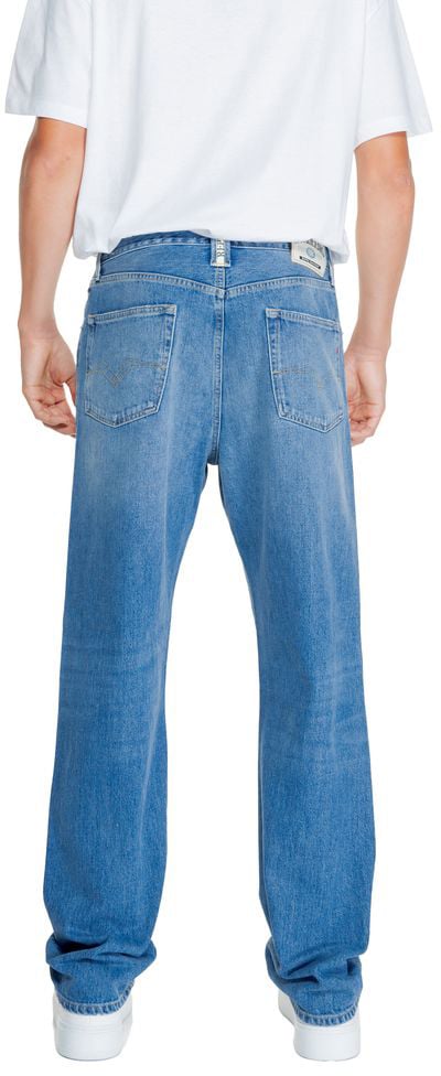 Replay Blue Cotton Relaxed Fit Jeans Blauw