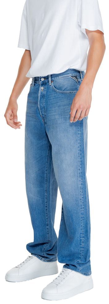 Replay Blue Cotton Relaxed Fit Jeans Blauw