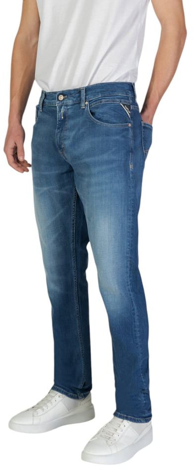 Replay Blue Cotton Slim Fit Jeans Blauw