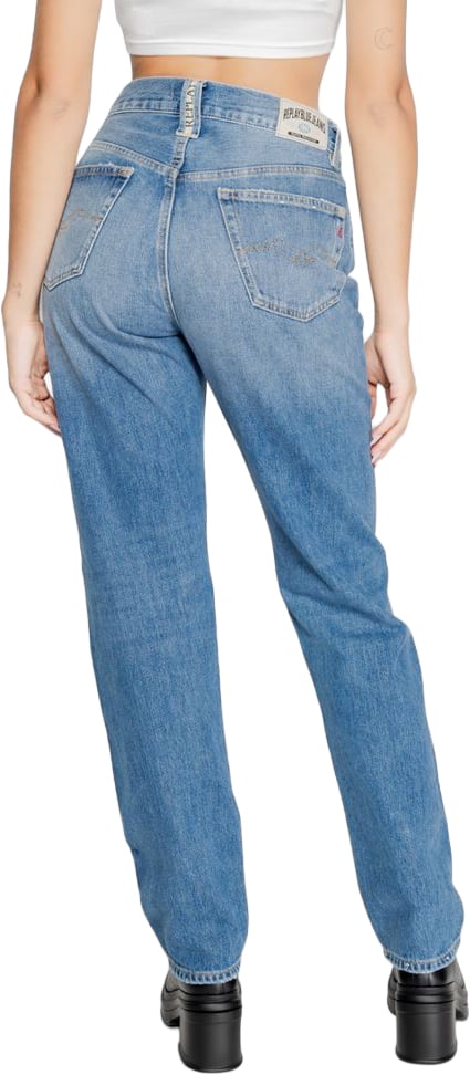 Replay Blue Cotton Mom Jeans Blauw