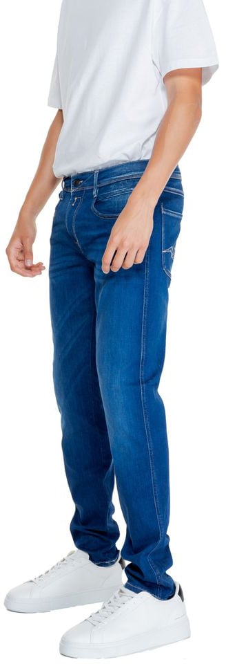 Replay Blue Cotton Relaxed Fit Jeans Blauw