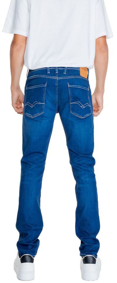 Replay Blue Cotton Relaxed Fit Jeans Blauw