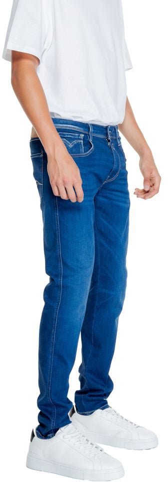 Replay Blue Cotton Relaxed Fit Jeans Blauw