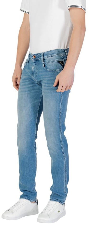 Replay Blue Cotton Skinny Jeans Blauw