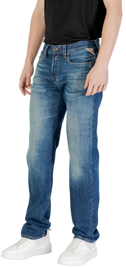 Replay Blue Cotton Relaxed Fit Jeans Blauw