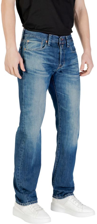 Replay Blue Cotton Relaxed Fit Jeans Blauw