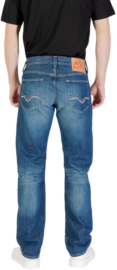 Replay Blue Cotton Relaxed Fit Jeans Blauw