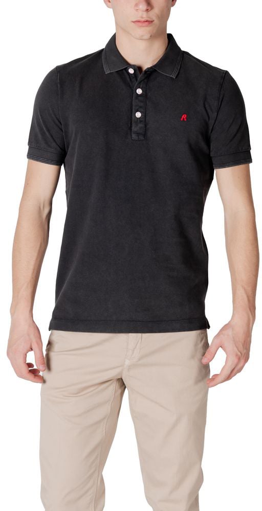 Replay Black Cotton Polo Shirt Zwart