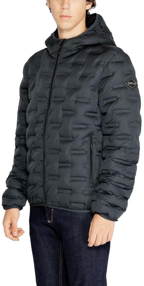 Replay Blue Polyester Full-Length Jacket Blauw