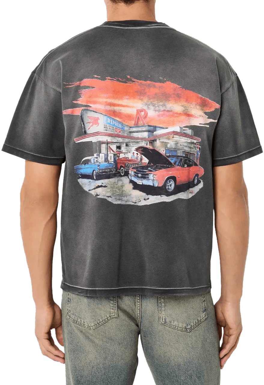 Represent 24-uurs service T-shirt met zwarte vlekken Donkergrijs