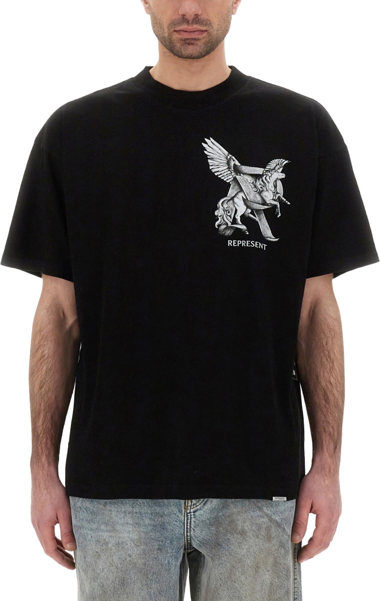 Represent "ELEGANCE IN MOTION" T-SHIRT Zwart
