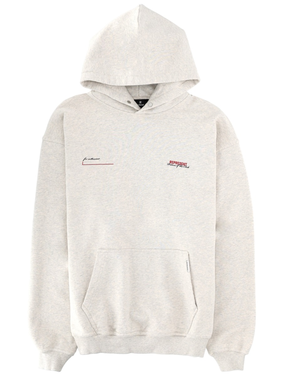Represent Light Grey Back Red Text Hoodie Wit