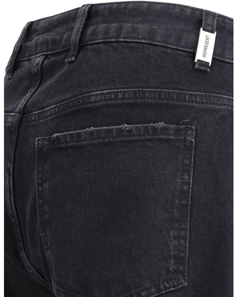 Represent Black Cotton Straight-Leg Jeans Zwart