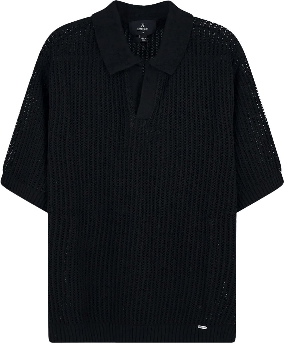 Represent BEVERLY GEBREIDE POLO ZWART Zwart