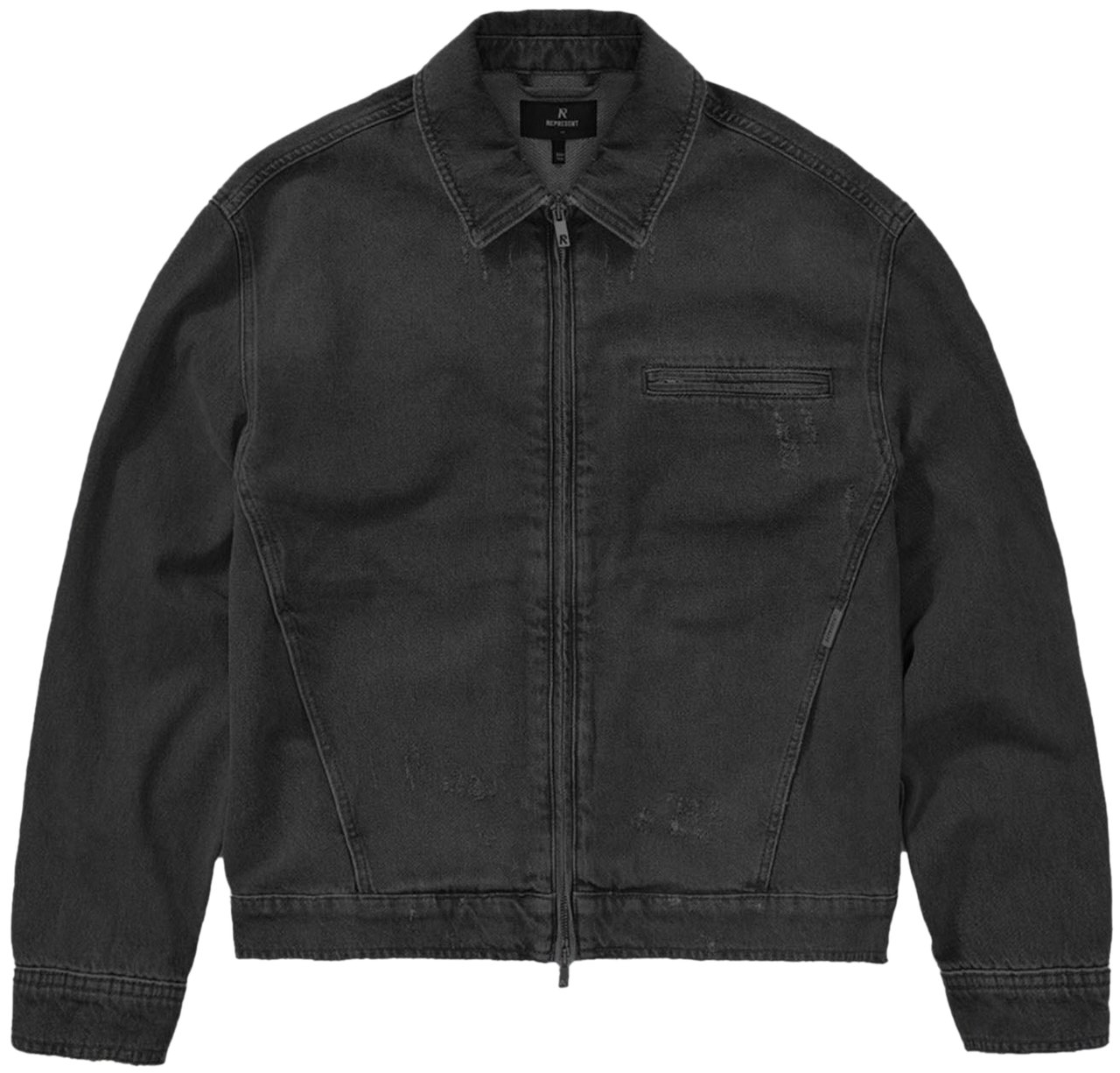 Represent COLLARED DENIM JACKET BLACK Zwart