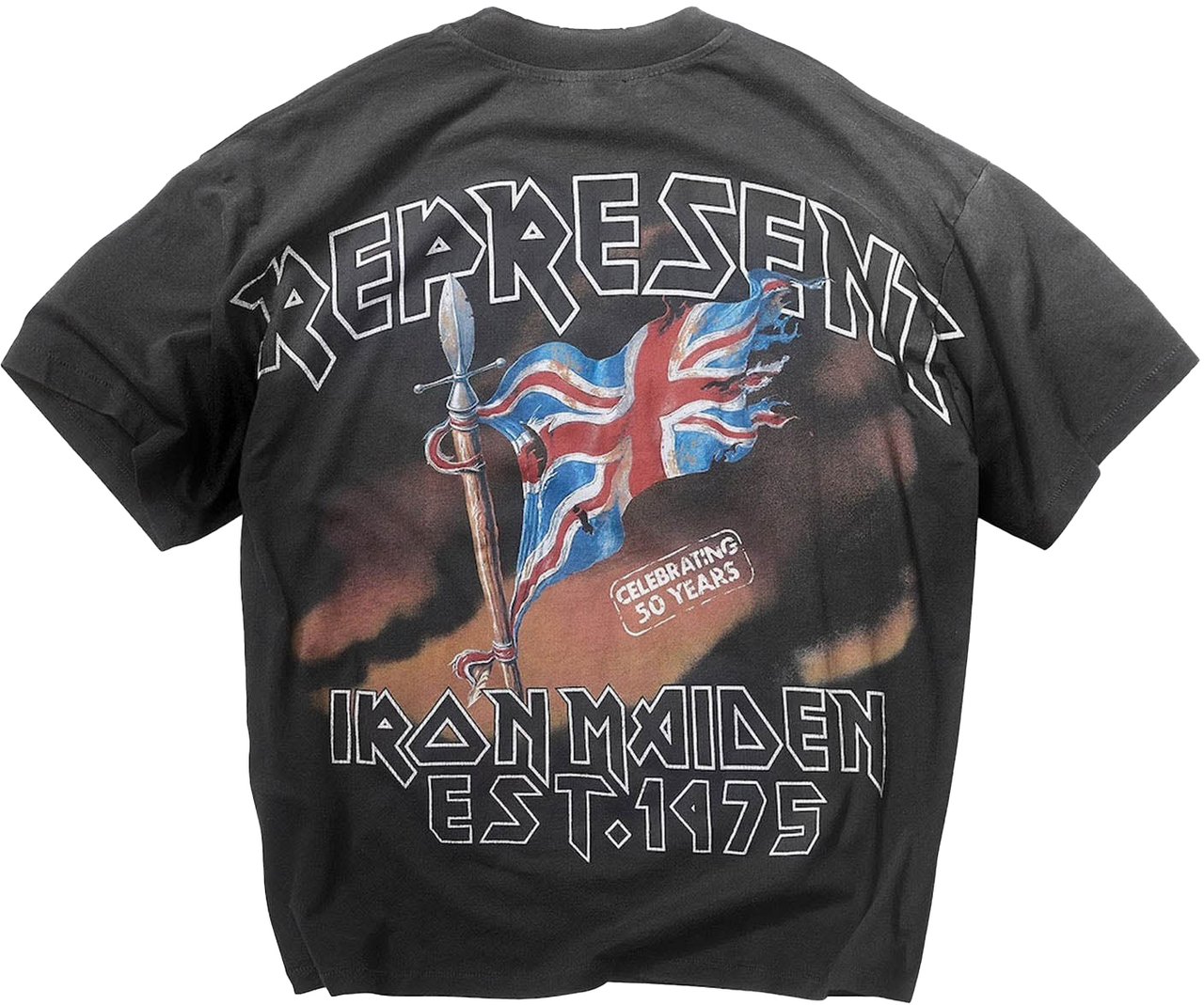 Represent IRON MAIDEN STEED PRINT T-SHIRT DARK GREY Grijs