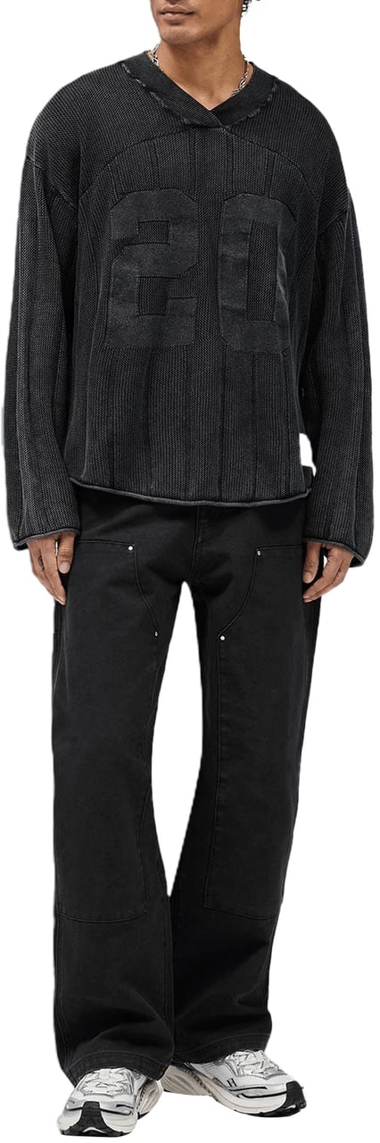 Represent GEBREIDE VARSITY-SHIRT GRIJS Donkergrijs