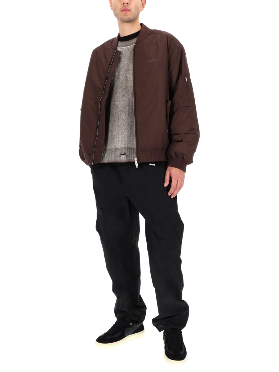 Represent Smart Brown Boxy Bomber Jacket Zwart