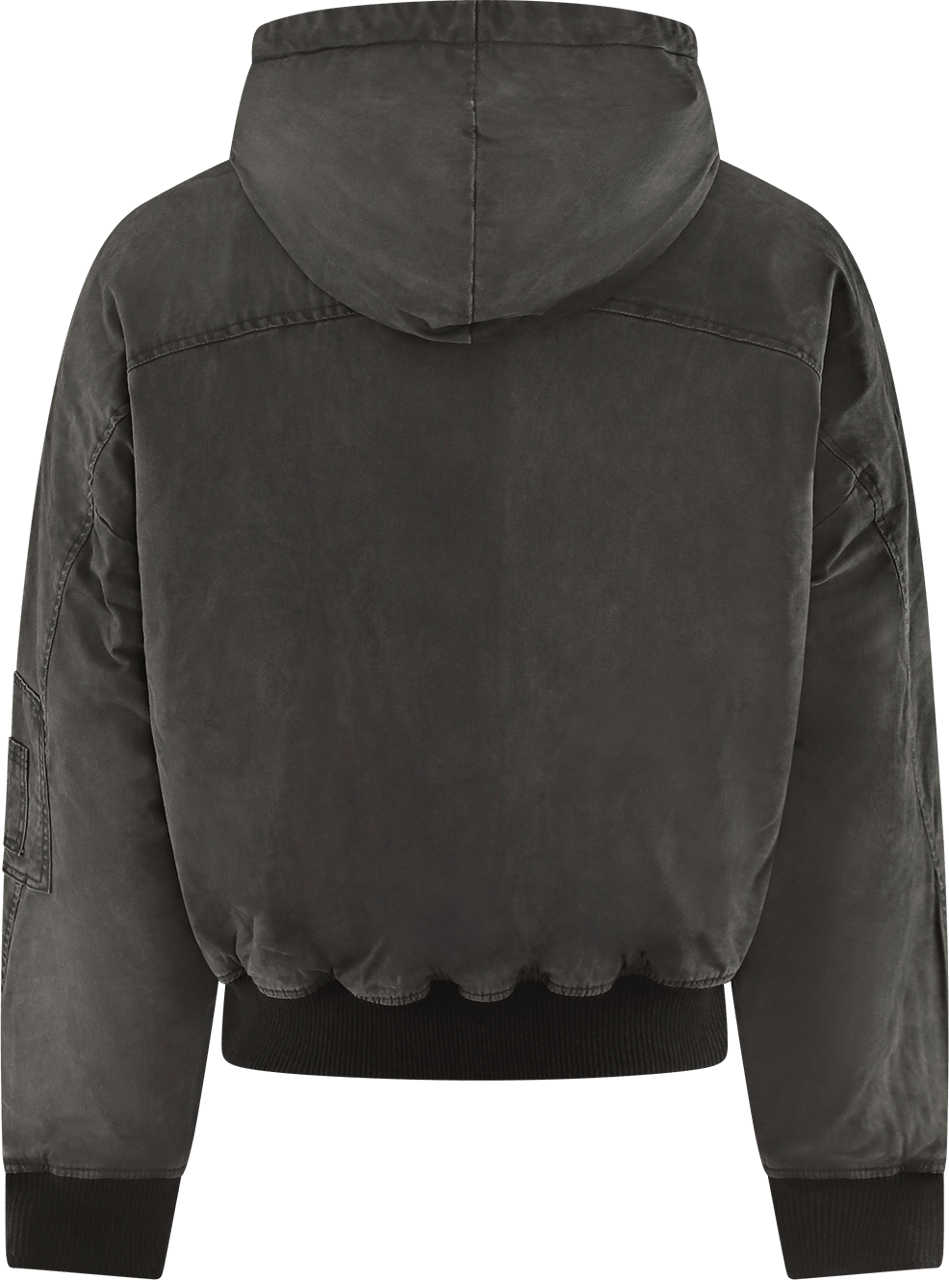 Represent Heren Hooded Bomber (Washed) Zwart