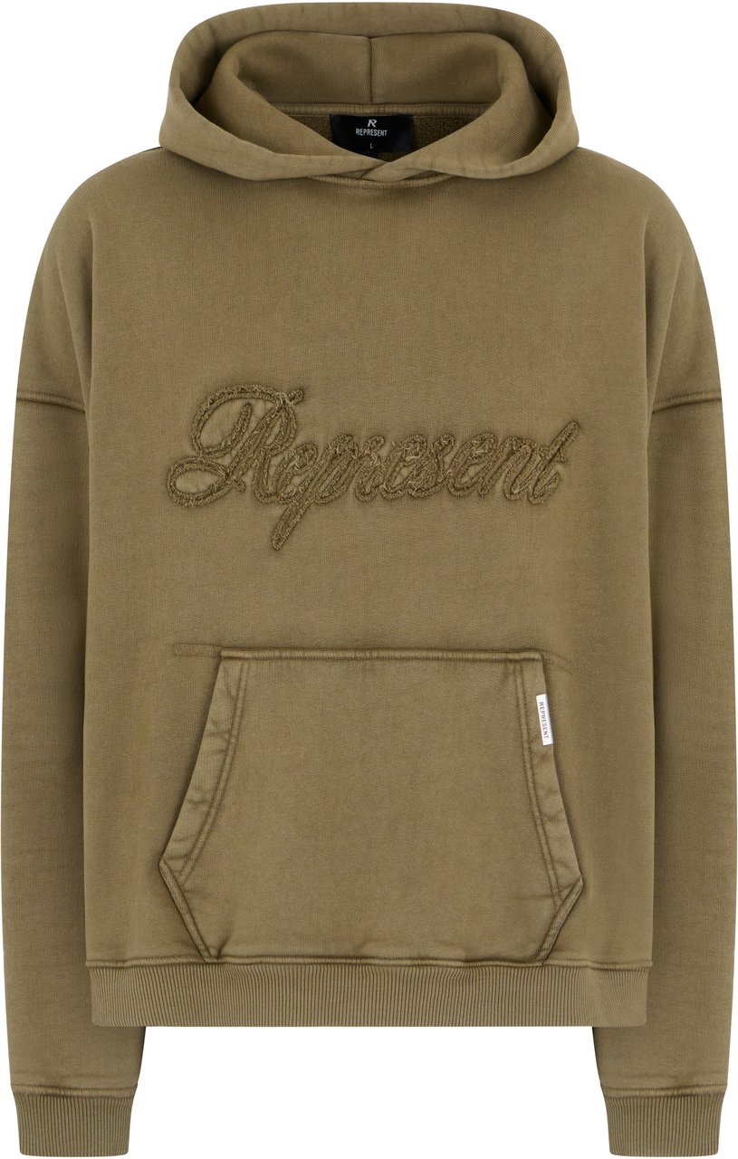 Represent Hoodie with embroidered logo Groen