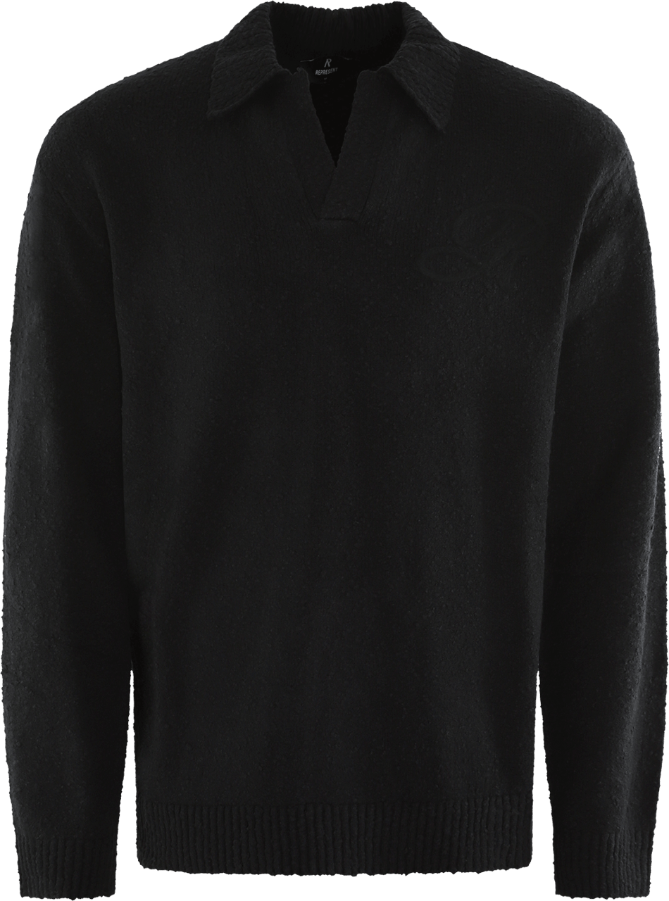 Represent Heren Knitted Polo Zwart
